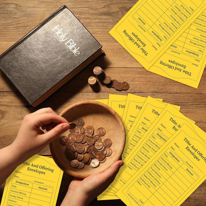 500Pcs Tithes and Offering Envelopes for Church Offering Tithe Envelopes for Church Supplies Donation Church Offering Envelopes 6.5X3.5 Inch Church Envelopes for Tithe and Offering(Yellow)