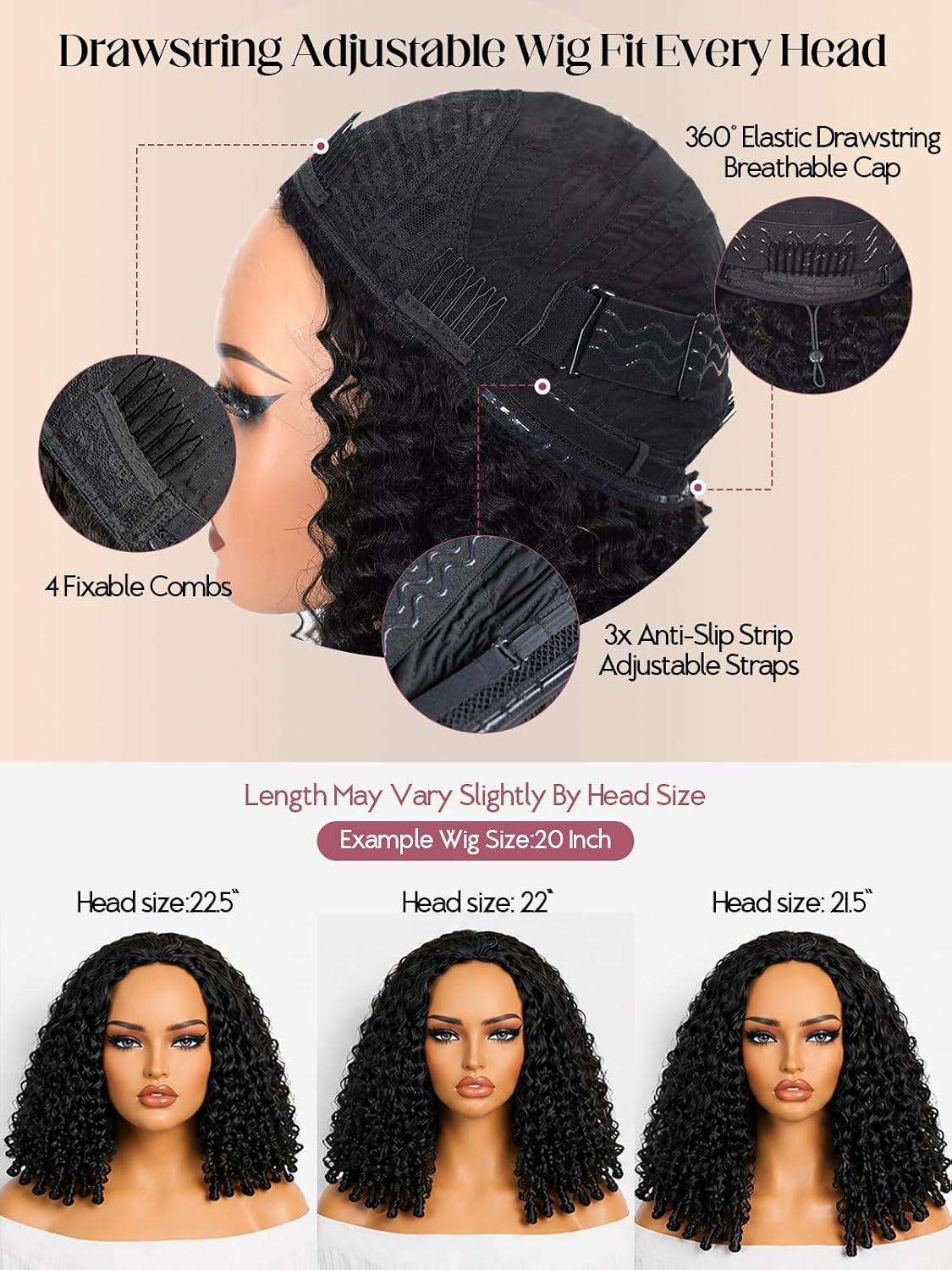 220% Density 20 Inch Burmese Curly Half Wig,100% Human Hair,[2-Year Life,220G], 3 in 1 Glueless Human Hair Half Wig Seamless Flip over Half Wigs for Black Women No Glue No Lace Curly Wig