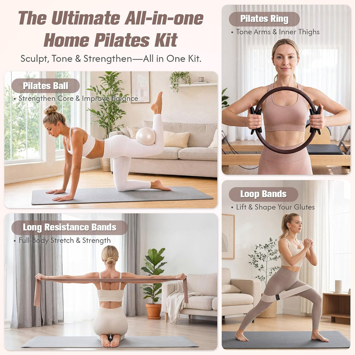 Pilates Kit, Complete Pilates Equipment for Women Home Workouts