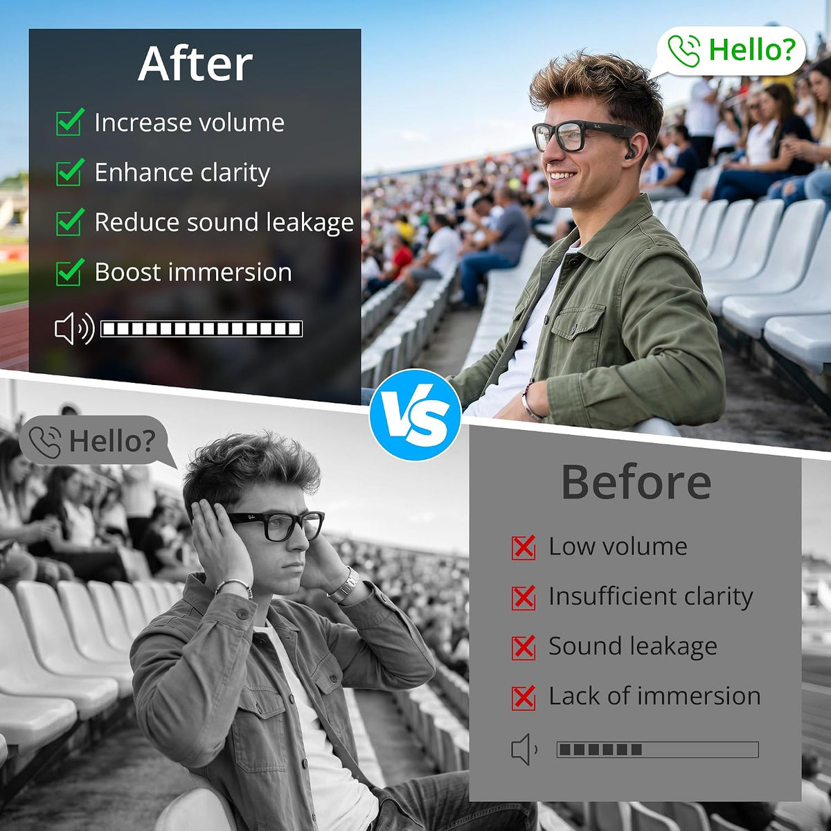 Voice Privacy Ear Tips for Ray-Ban Meta Smart Glasses Accessories