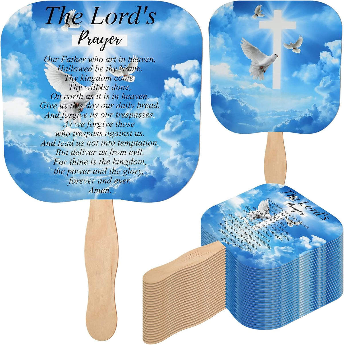 50 Pcs Christian Church Fans Bulk the Lord'S Prayer