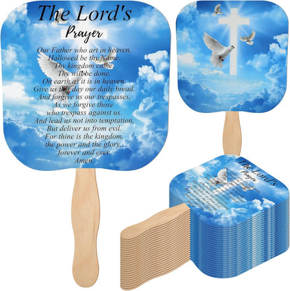 50 Pcs Christian Church Fans Bulk the Lord'S Prayer