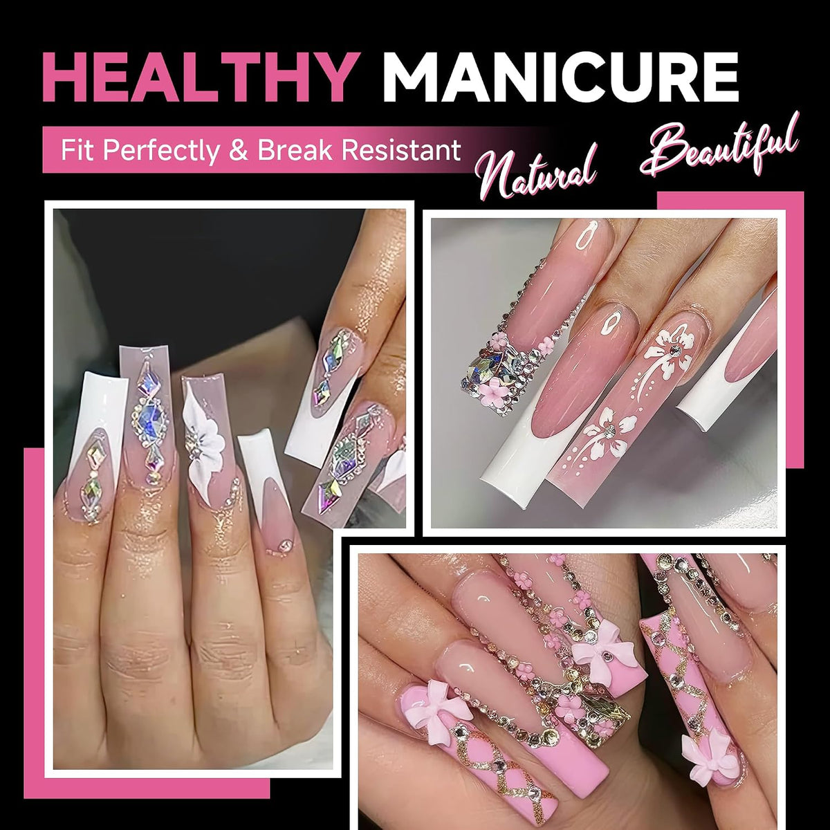 Extra Long Sqaure Nail Tips, No C Curve Gel Nail Tips Square