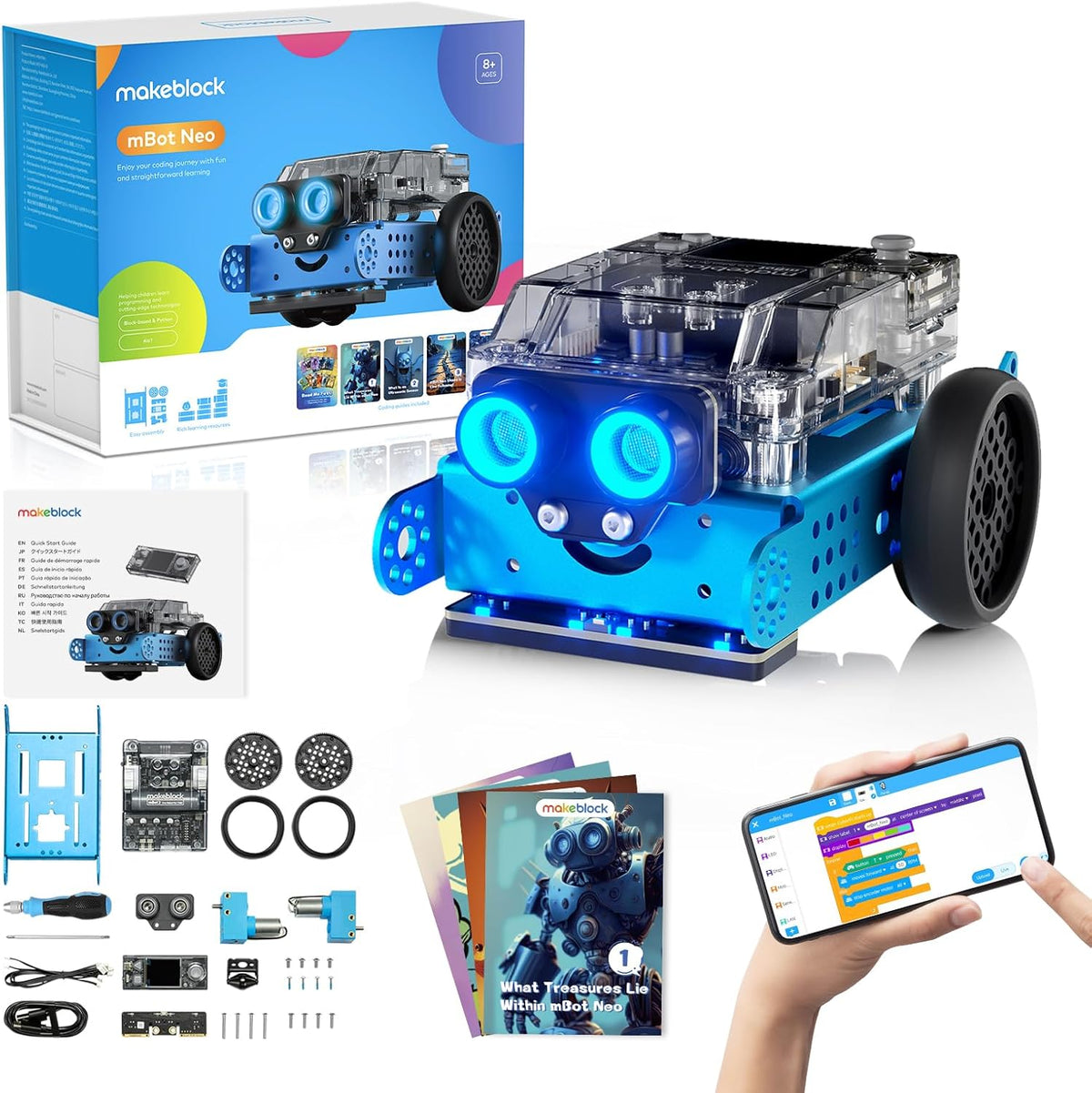 Mbot2 Coding Robot for Kids, Code Learning Support Scratch & Python Programming, Robotics Kit for Kids Ages 8-14 and Up, Building STEM Robot Toys Gifts for Boys Girls