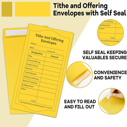 500Pcs Tithes and Offering Envelopes for Church Offering Tithe Envelopes for Church Supplies Donation Church Offering Envelopes 6.5X3.5 Inch Church Envelopes for Tithe and Offering(Yellow)