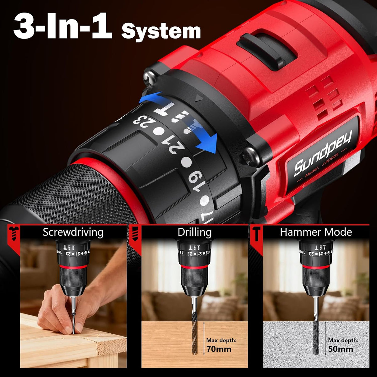 620In-Lbs Brushless Cordless Drill Set, Electric Power Drill Set