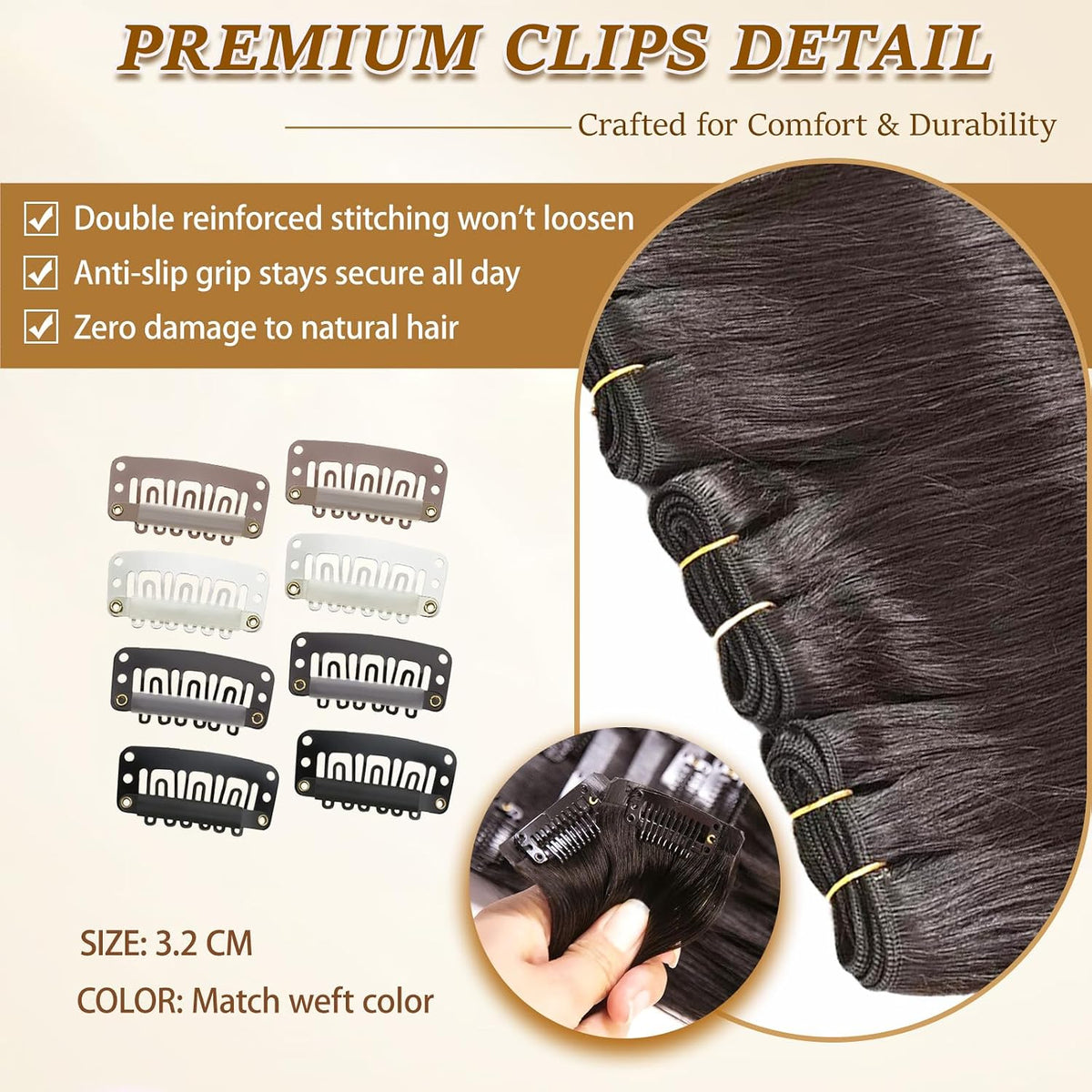 Clip in Hair Extensions Human Hair Remy Balayage Hair Extensions 14Inch