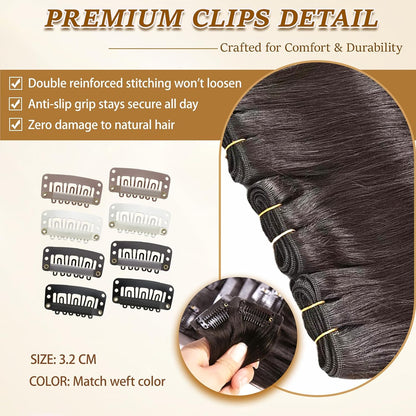 Clip in Hair Extensions Human Hair Remy Balayage Hair Extensions 14Inch