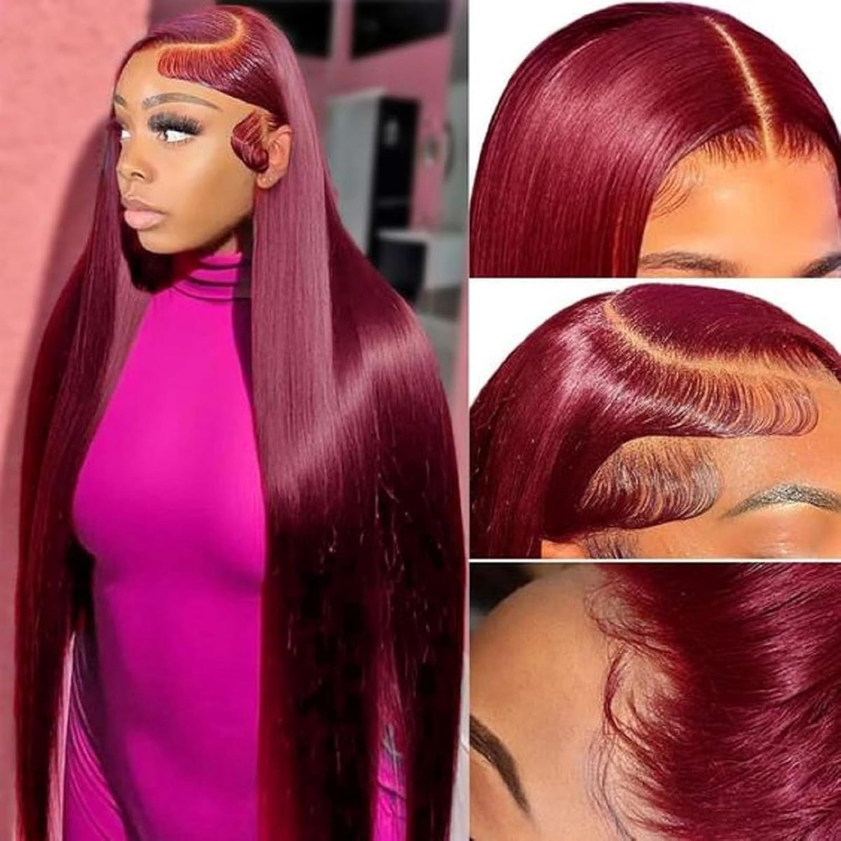 99J Burgundy Wig Human Hair 13X6 Straight Lace Front Wigs Human Hair 24Inch