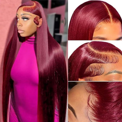 99J Burgundy Wig Human Hair 13X6 Straight Lace Front Wigs Human Hair 24Inch