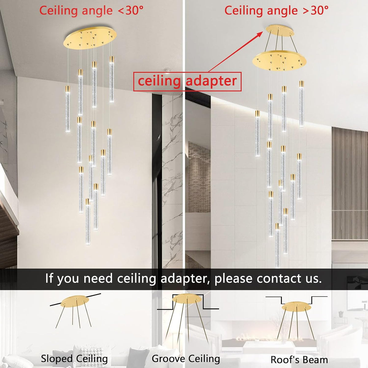Modern Chandelier for Staircase Modern LED Chandelier Crystal Chandelier Dimmable Pendant Lights for High Ceiling Chandelier Light Fixture