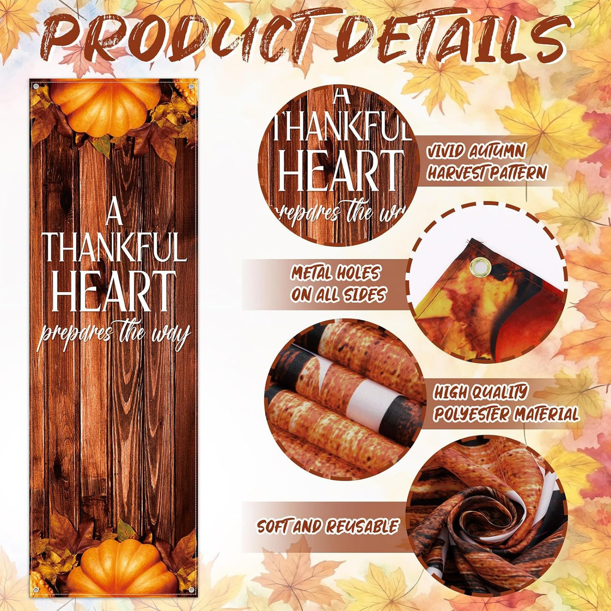 4 Pcs Fall Sanctuary Banners Retro Style 2 X 6 Feet Scripture