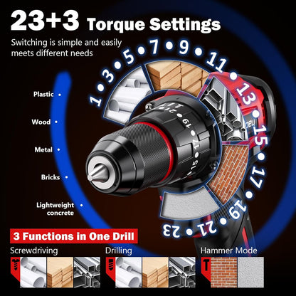 620In-Lbs Brushless Cordless Drill Set, Electric Power Drill Set