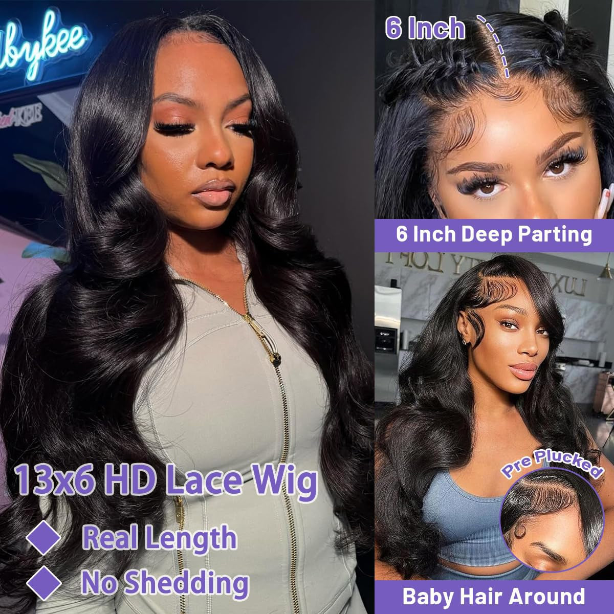 Body Wave Human Hair Wig 210% Density 13X6 HD Lace Frontal Wigs 30 Inch