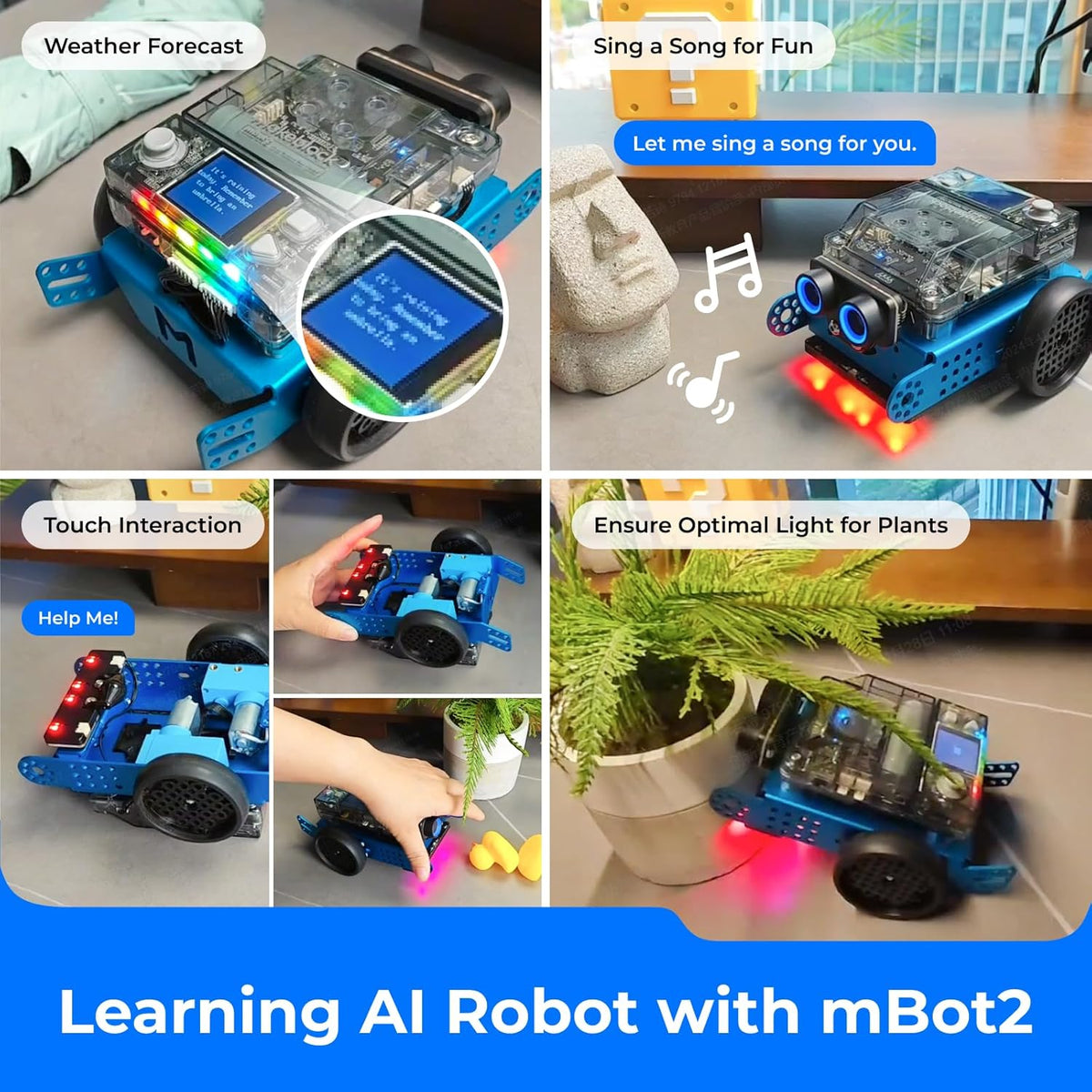 Mbot2 Coding Robot for Kids, Code Learning Support Scratch & Python Programming, Robotics Kit for Kids Ages 8-14 and Up, Building STEM Robot Toys Gifts for Boys Girls