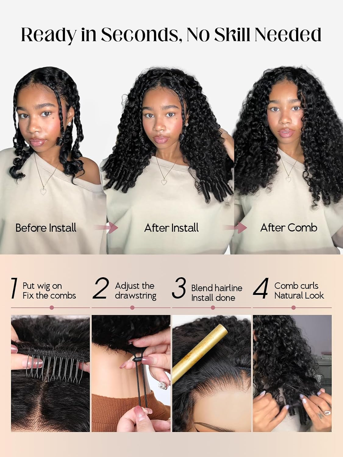 220% Density 20 Inch Burmese Curly Half Wig,100% Human Hair,[2-Year Life,220G], 3 in 1 Glueless Human Hair Half Wig Seamless Flip over Half Wigs for Black Women No Glue No Lace Curly Wig