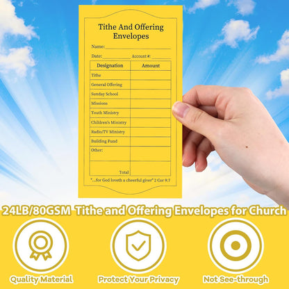 500Pcs Tithes and Offering Envelopes for Church Offering Tithe Envelopes for Church Supplies Donation Church Offering Envelopes 6.5X3.5 Inch Church Envelopes for Tithe and Offering(Yellow)