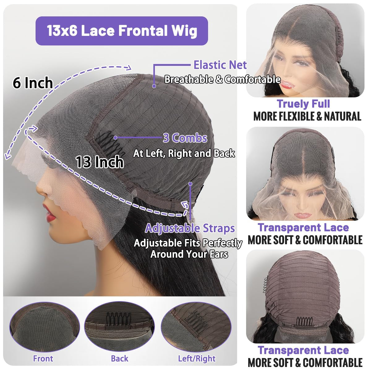 Body Wave Human Hair Wig 210% Density 13X6 HD Lace Frontal Wigs 30 Inch