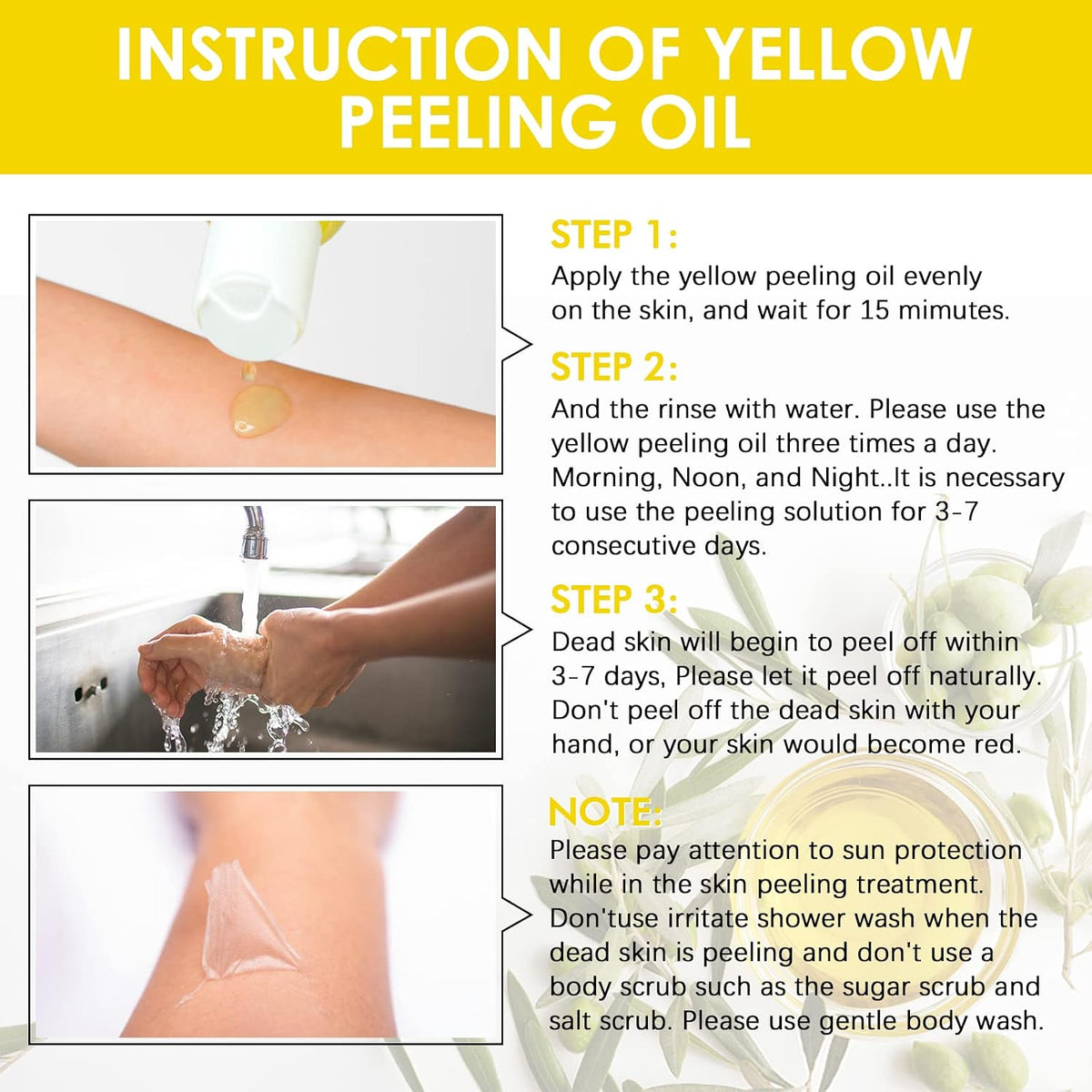 Yellow Peeling Oil for Dark Skin Strong Peel Oil Extra Strength Exfoliating Chemical Exfoliant Peels Solution at Home Body Peeling for Exfoliate Body Hand Foot Knuckle All Skin Type 3.66 OZ