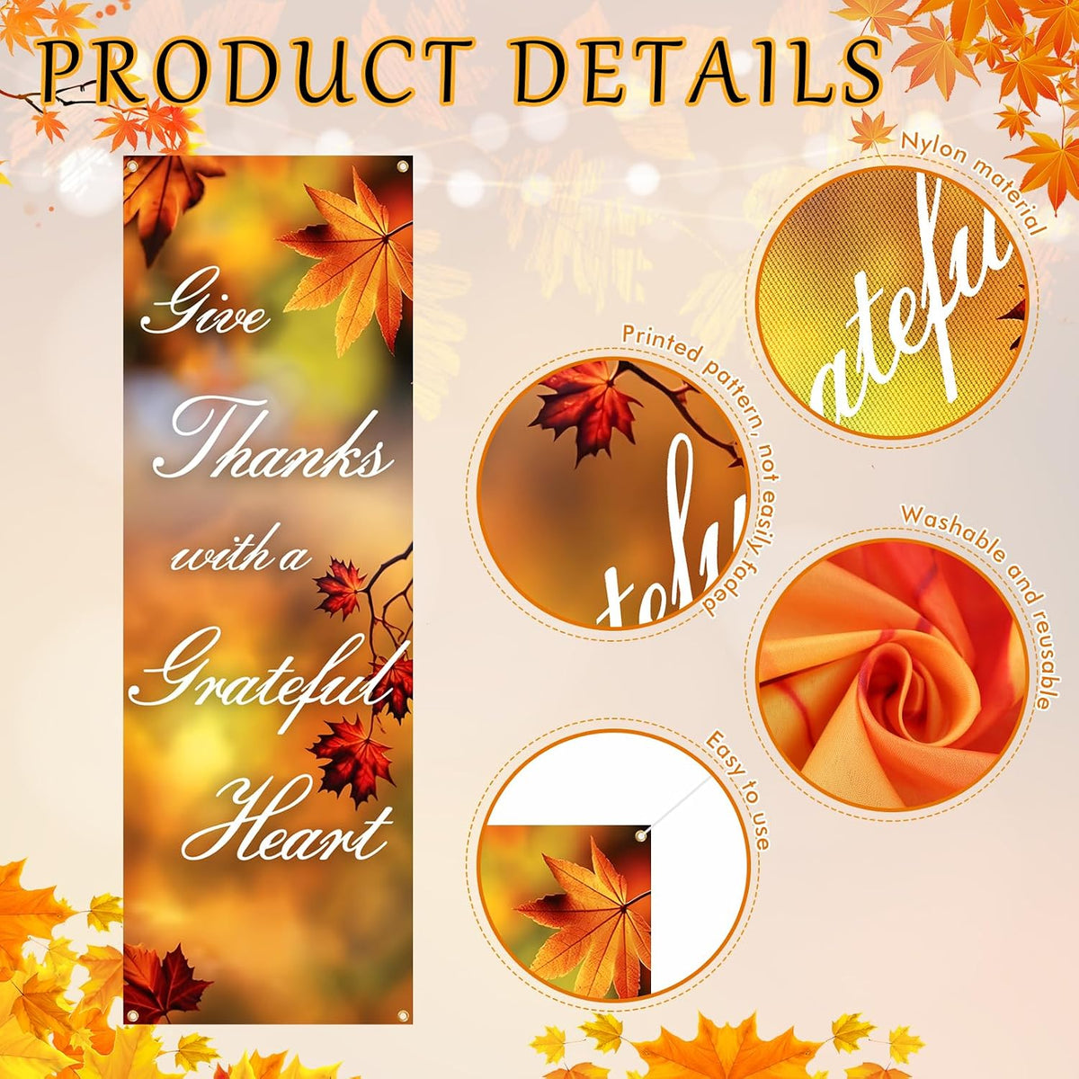 5 Pcs Thanksgiving Church Banners 72X24 Fall Church Banners for Sanctuary Bible Verses Wall Decor Welcome Inspirational Religious Praise Hanging Signs for Church Decor
