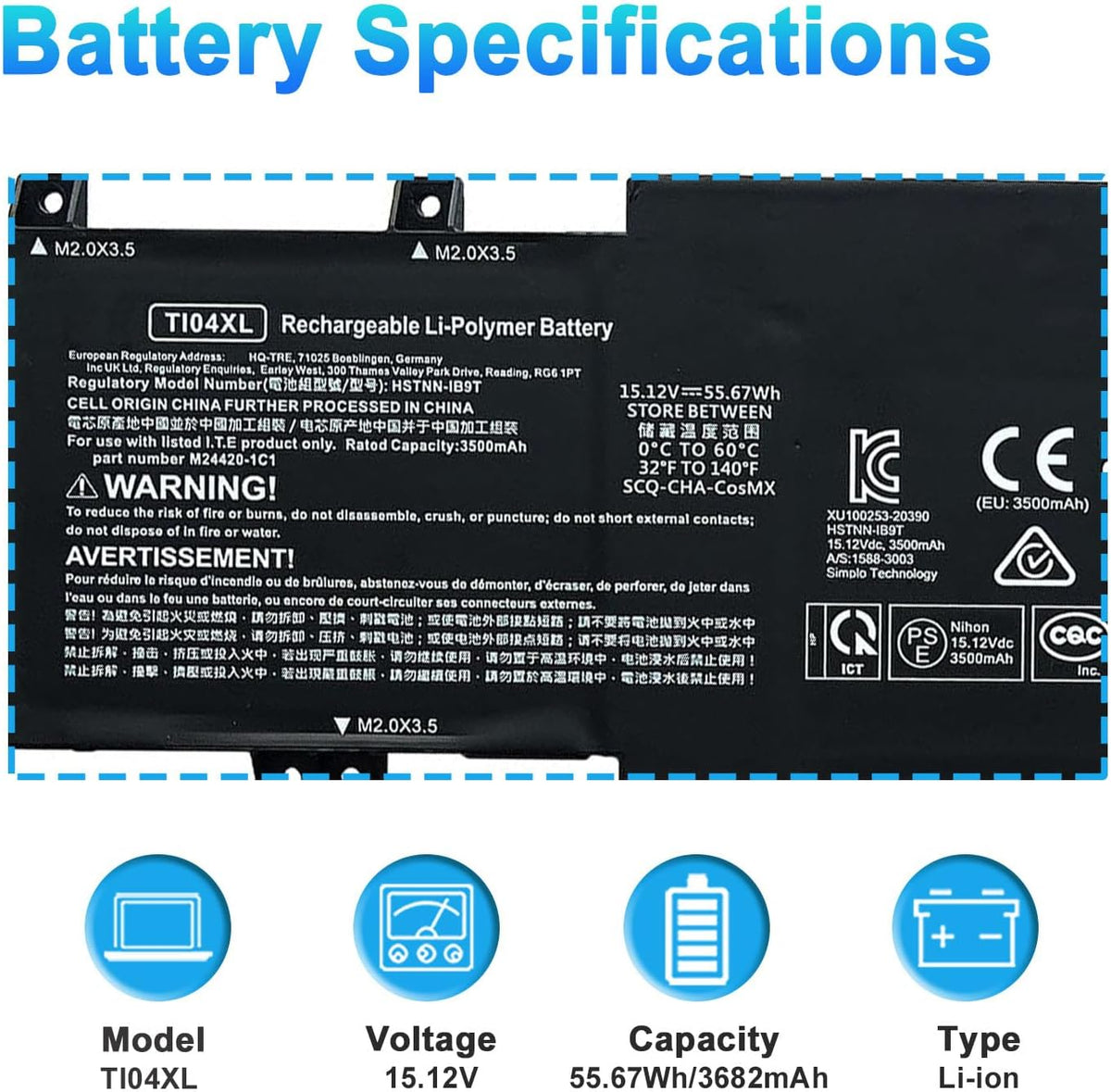 TI04XL M24563-005 Laptop Battery for HP Envy 17 Envy 17-Ch