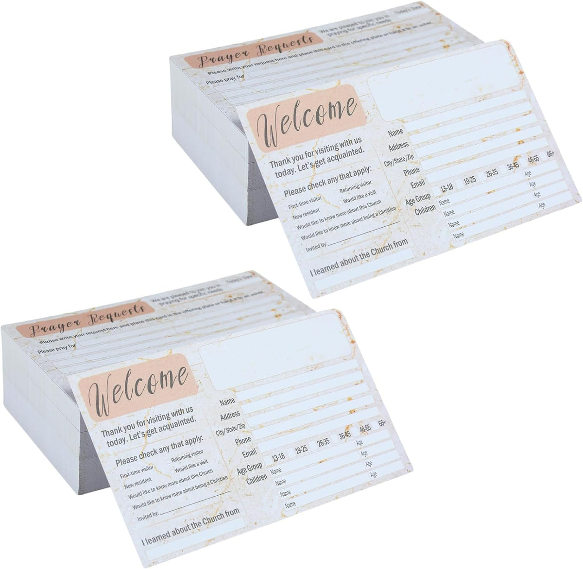 200 Pack Church Visitor Cards 3 X 5 Inches Church Welcome Small Prayer Card Decorative Prayer Request Cards for Church Greeting Praying (Marble)