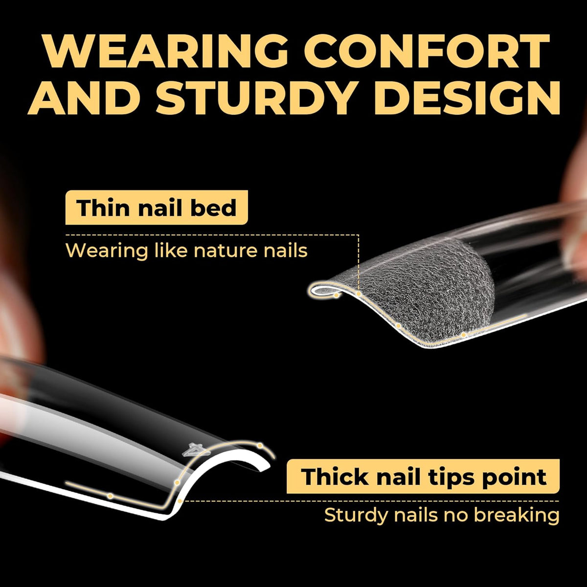 Extra Long Sqaure Nail Tips, No C Curve Gel Nail Tips Square