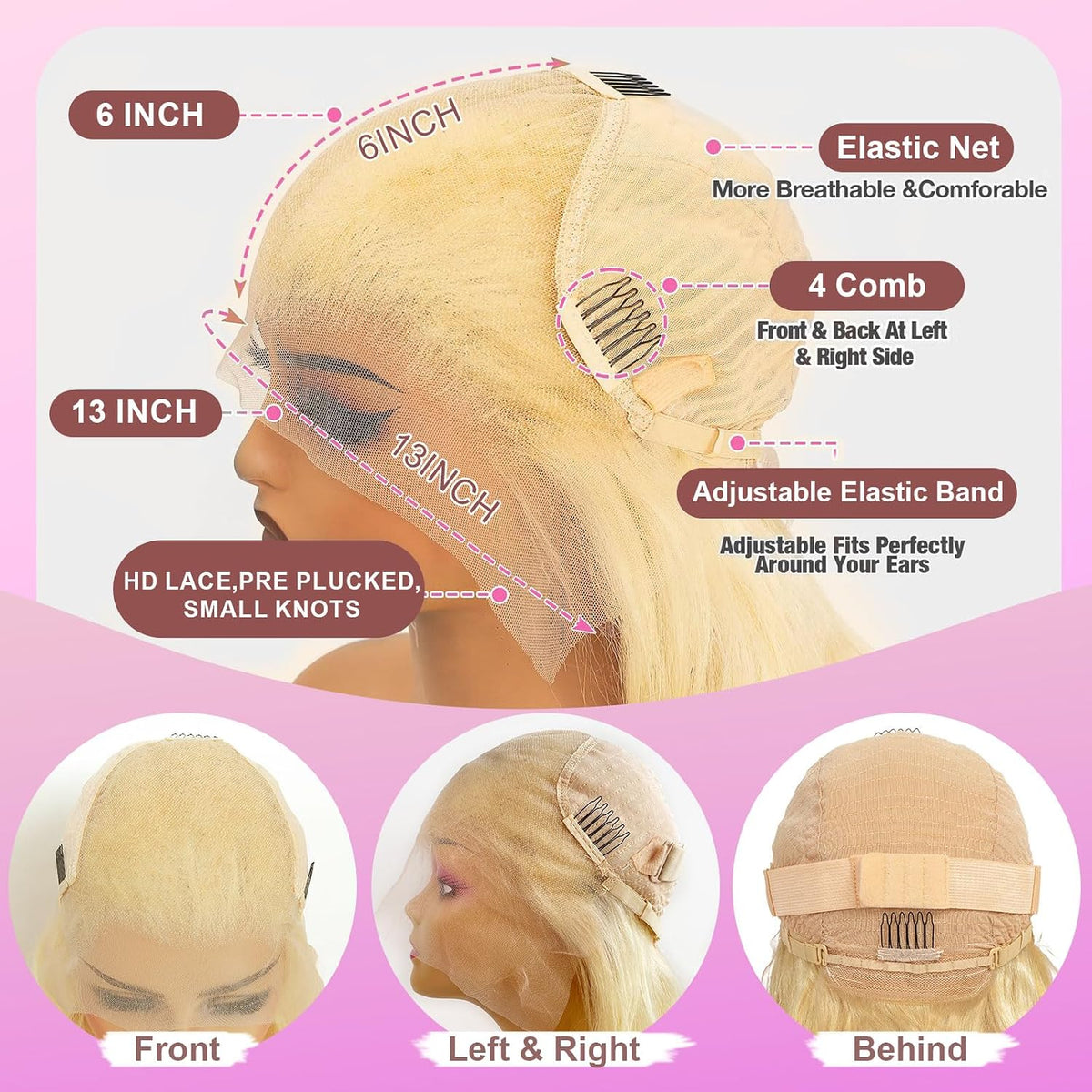 34 Inch Blonde Wig Human Hair 613 Lace Front Wig Human Hair