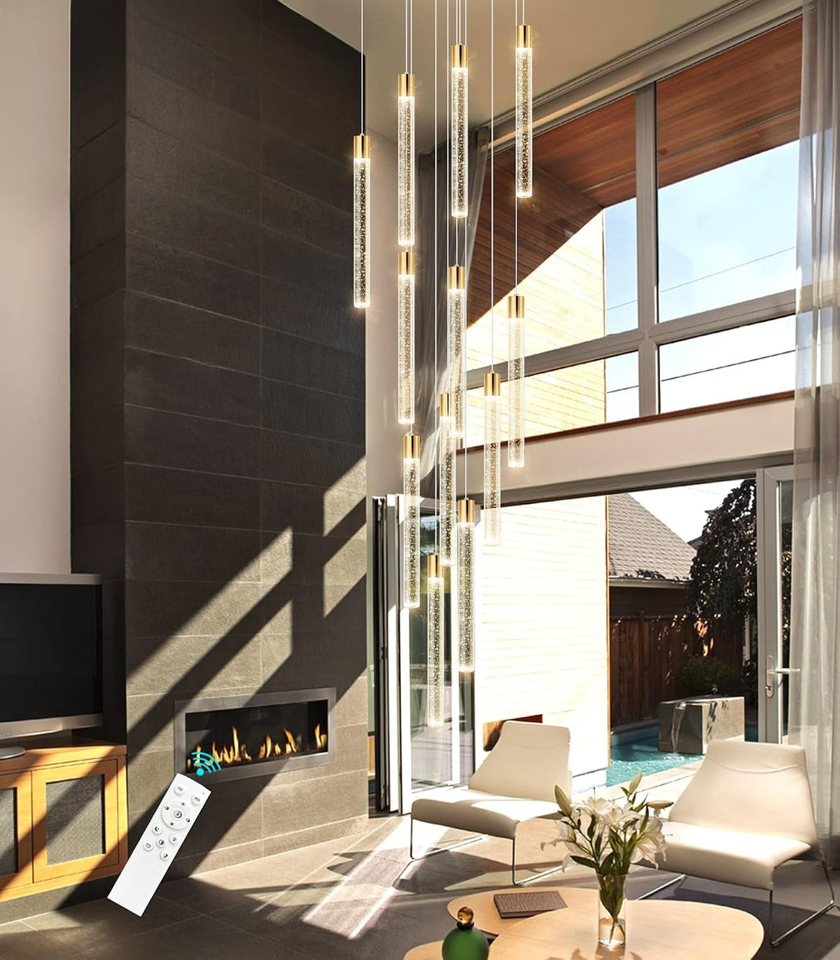 Modern Chandelier for Staircase Modern LED Chandelier Crystal Chandelier Dimmable Pendant Lights for High Ceiling Chandelier Light Fixture