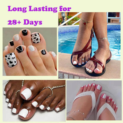 White Toe Nail Press Ons, Press on Toenails for Women 150 PCS