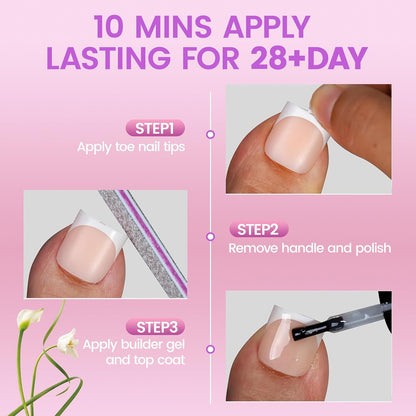 White Toe Nail Press Ons, Press on Toenails for Women 150 PCS