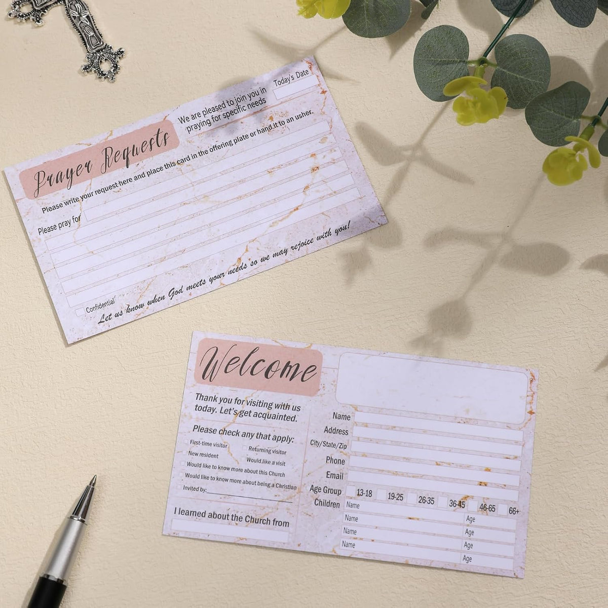 200 Pack Church Visitor Cards 3 X 5 Inches Church Welcome Small Prayer Card Decorative Prayer Request Cards for Church Greeting Praying (Marble)