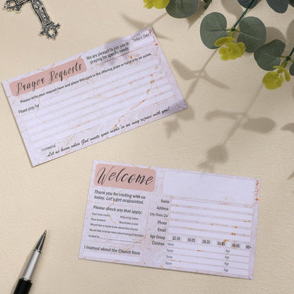 200 Pack Church Visitor Cards 3 X 5 Inches Church Welcome Small Prayer Card Decorative Prayer Request Cards for Church Greeting Praying (Marble)
