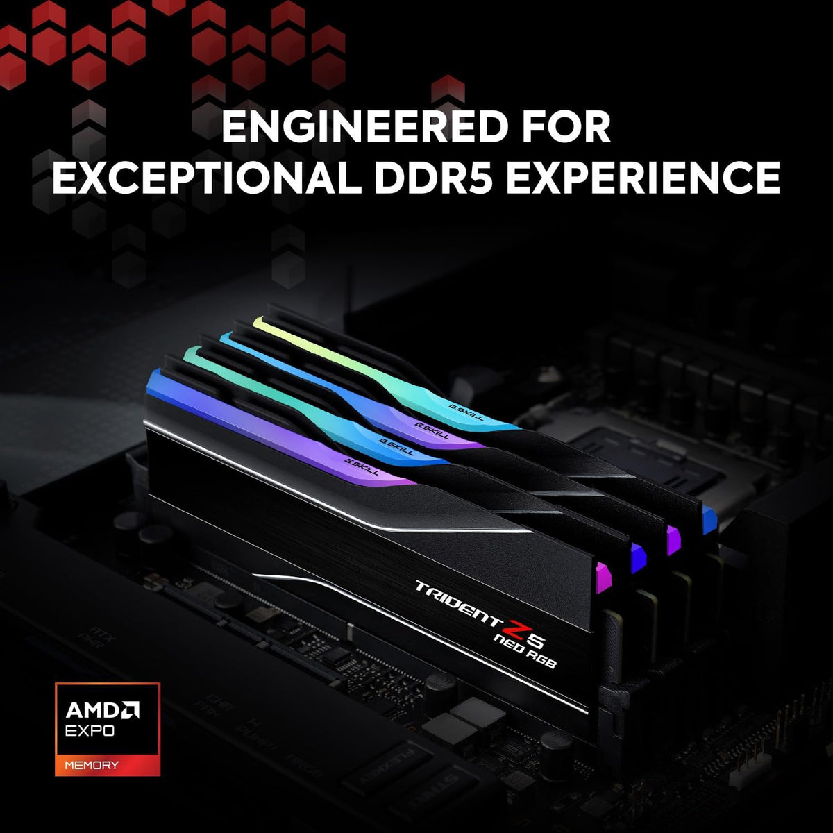 Trident Z5 Neo RGB Series DDR5 RAM (AMD EXPO) 256GB (4X64Gb) up to 6000Mt/S* CL36-44-44-96 1.25V Desktop Computer Memory U-DIMM - Matte Black (F5-6000J3644D64GX4-TZ5NR)
