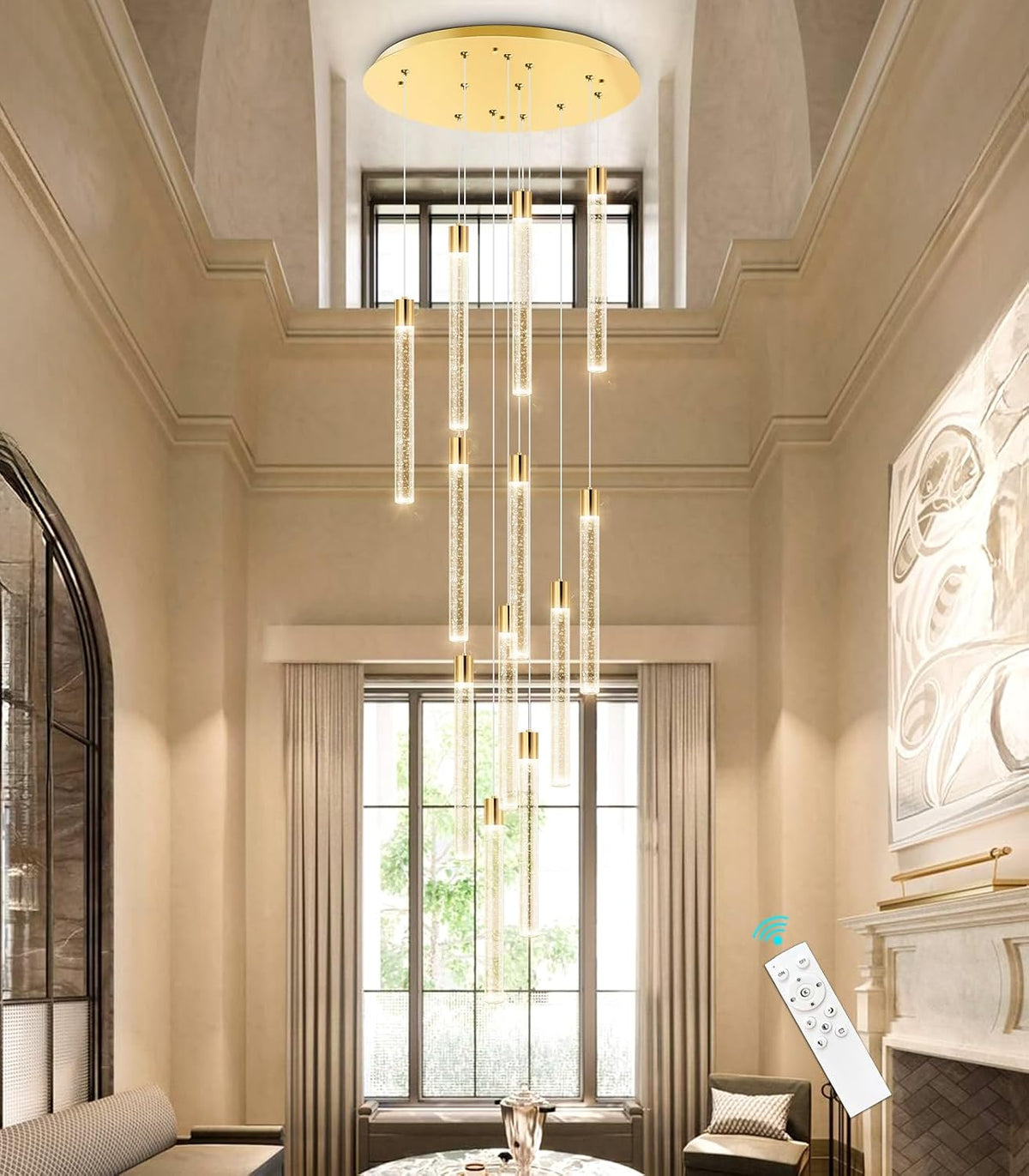 Modern Chandelier for Staircase Modern LED Chandelier Crystal Chandelier Dimmable Pendant Lights for High Ceiling Chandelier Light Fixture