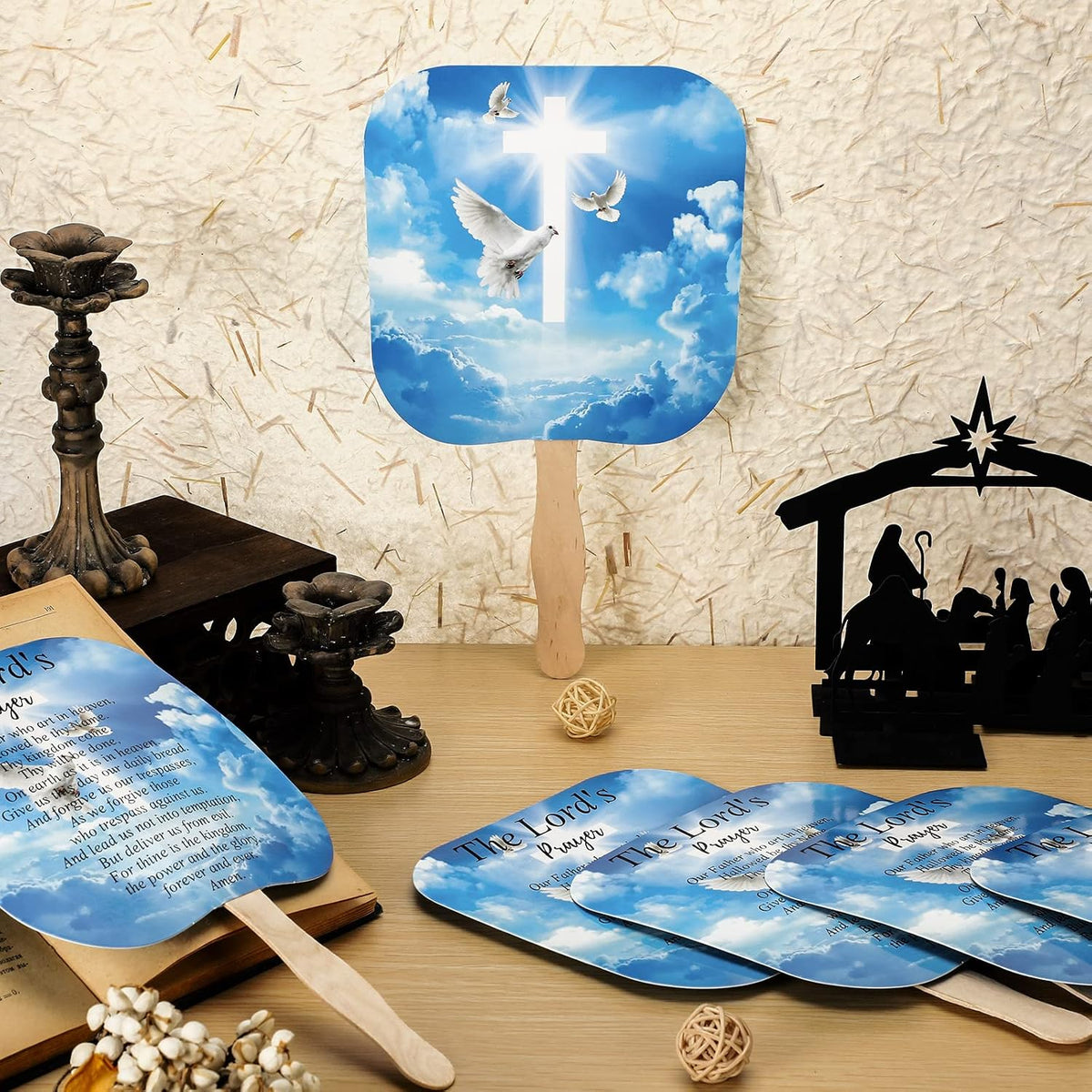 50 Pcs Christian Church Fans Bulk the Lord'S Prayer