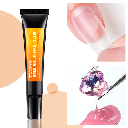 Quick-Dry Nail Glue，Semi Solid Super Strong Adhesive for Press-On Nails，Rhinestones，Acrylic Nails，Fake Nail，No Need UV/LED Cured