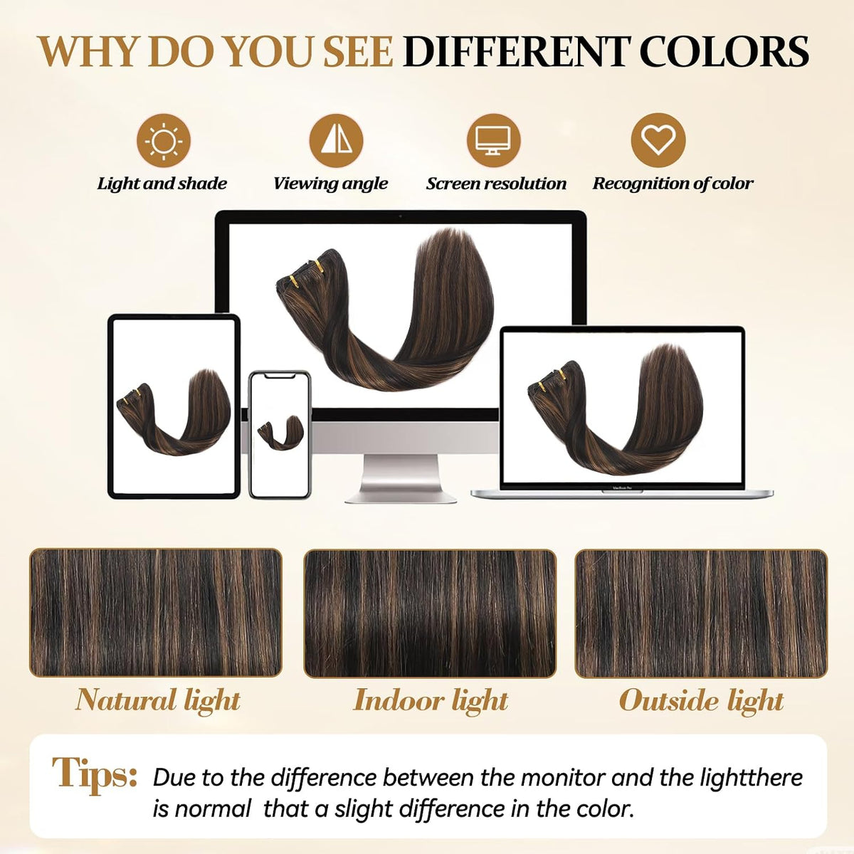 Clip in Hair Extensions Human Hair Remy Balayage Hair Extensions 14Inch