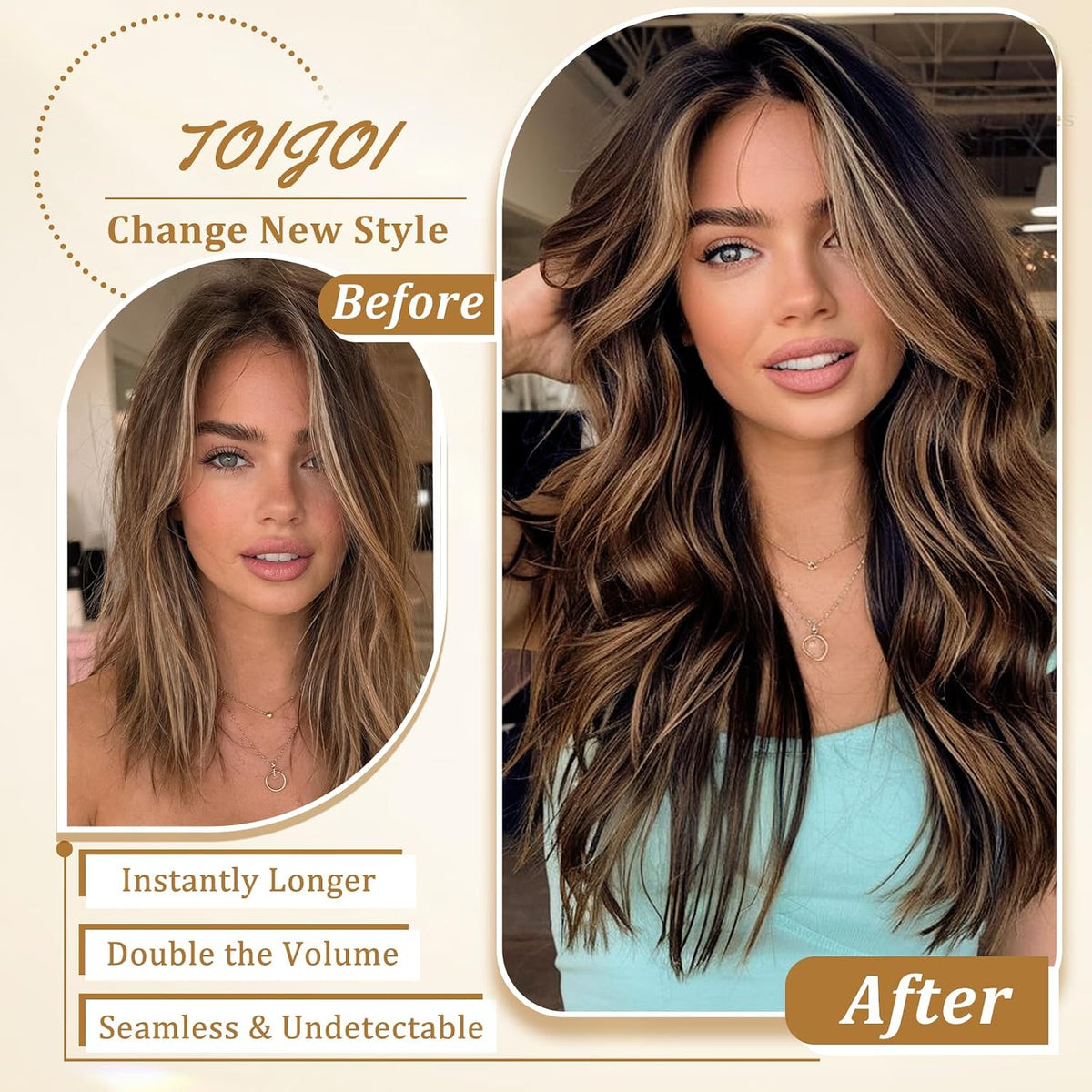 Clip in Hair Extensions Human Hair Remy Balayage Hair Extensions 14Inch