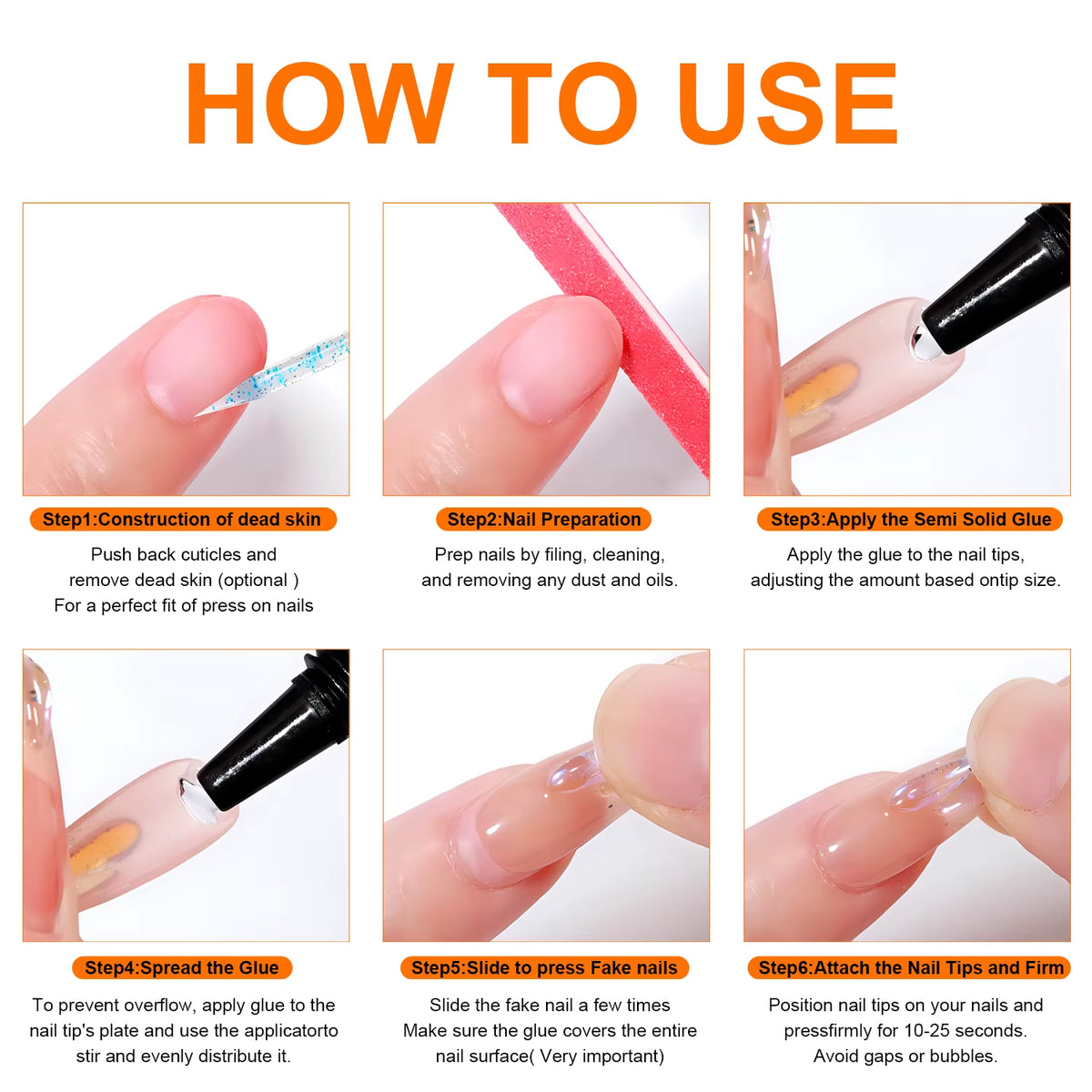 Quick-Dry Nail Glue，Semi Solid Super Strong Adhesive for Press-On Nails，Rhinestones，Acrylic Nails，Fake Nail，No Need UV/LED Cured
