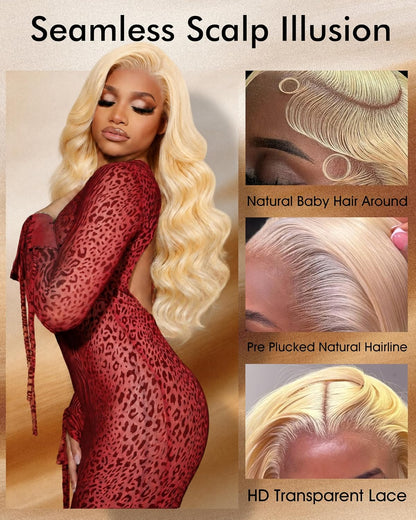 30 Inch 613 13X6 Lace Front Wig Human Hair 200 Density Blonde Wig