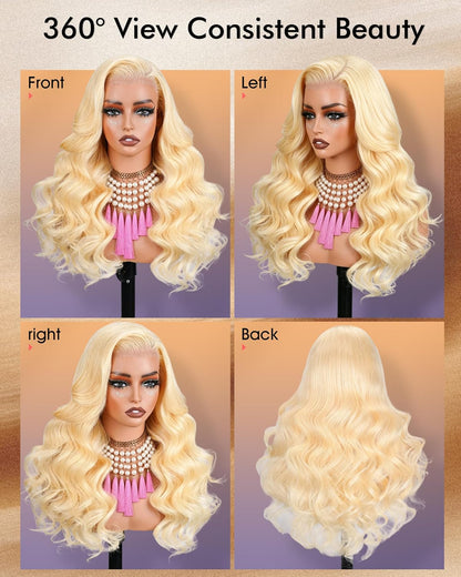 30 Inch 613 13X6 Lace Front Wig Human Hair 200 Density Blonde Wig