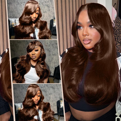250 Density 2X6 SKINLIKE Real HD Lace Wigs 15A Chocolate Brown Lace Frontal Wigs Human Hair Invisible 0.1Mm Ultra-Thin Frayed Ends Full Cuticle Aligned Virgin Hair Tiny Knots(32 Inch,Chocolate Wig)
