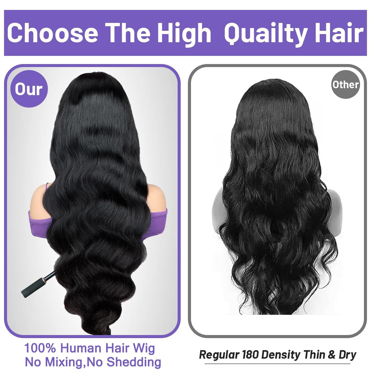 Body Wave Human Hair Wig 210% Density 13X6 HD Lace Frontal Wigs 30 Inch