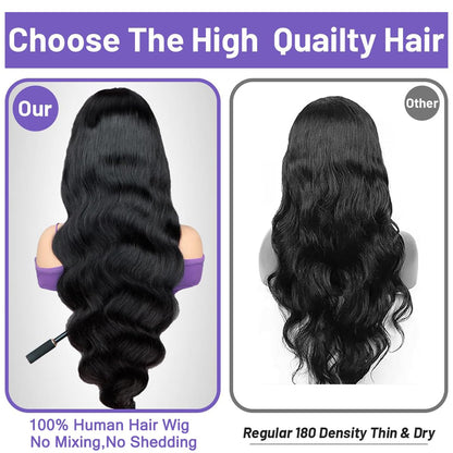 Body Wave Human Hair Wig 210% Density 13X6 HD Lace Frontal Wigs 30 Inch