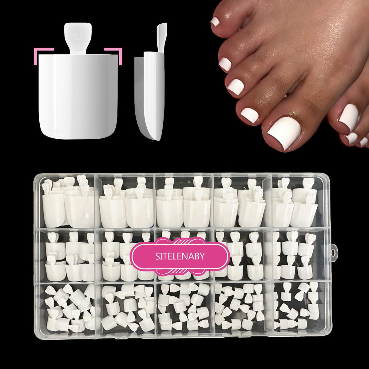 White Toe Nail Press Ons, Press on Toenails for Women 150 PCS