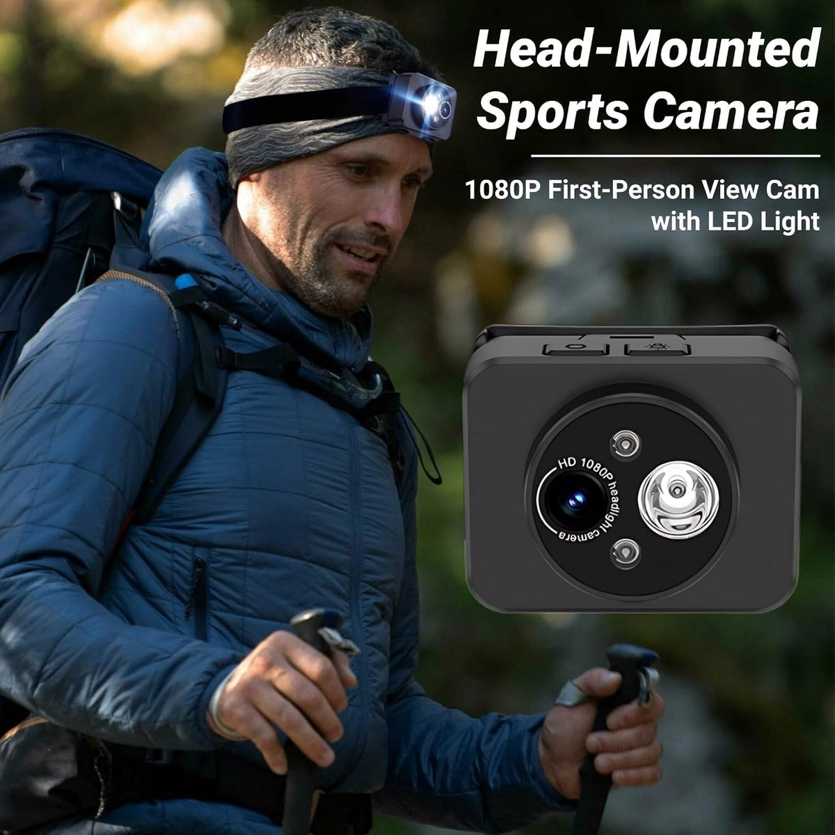 Head Mounted Camera, 1080P Sports Video Camera Wearable POV Camera