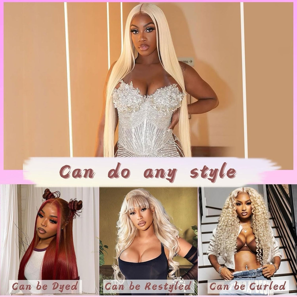 34 Inch Blonde Wig Human Hair 613 Lace Front Wig Human Hair