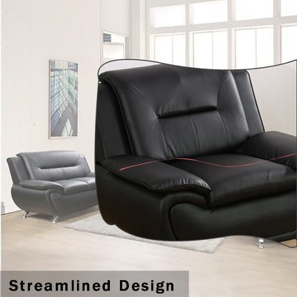 Leather Couches for Living Room, Living Room Couch Set, Sofa for Bedroom, Apartment, Living Room Furniture Sets (B-Leather Black, Sofa+Loveseat)