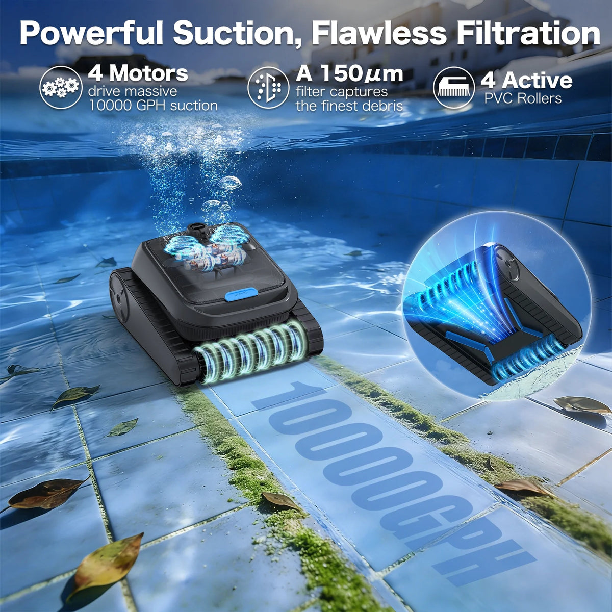 Pool Robot Cleaner 4In1 Omni CP400, Robot Pool Ceaner above Ground Pool and Inground Pool,With Pool Skimmer Robot